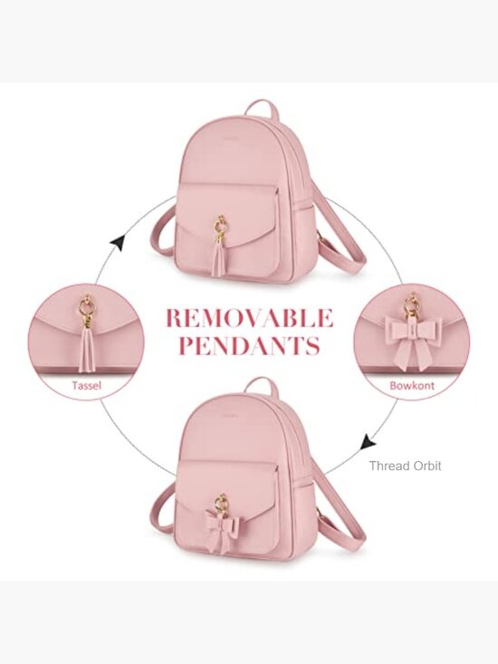 Water Resistant PU Leather Backpack Purse with Tassel, Large Capacity for main image 5